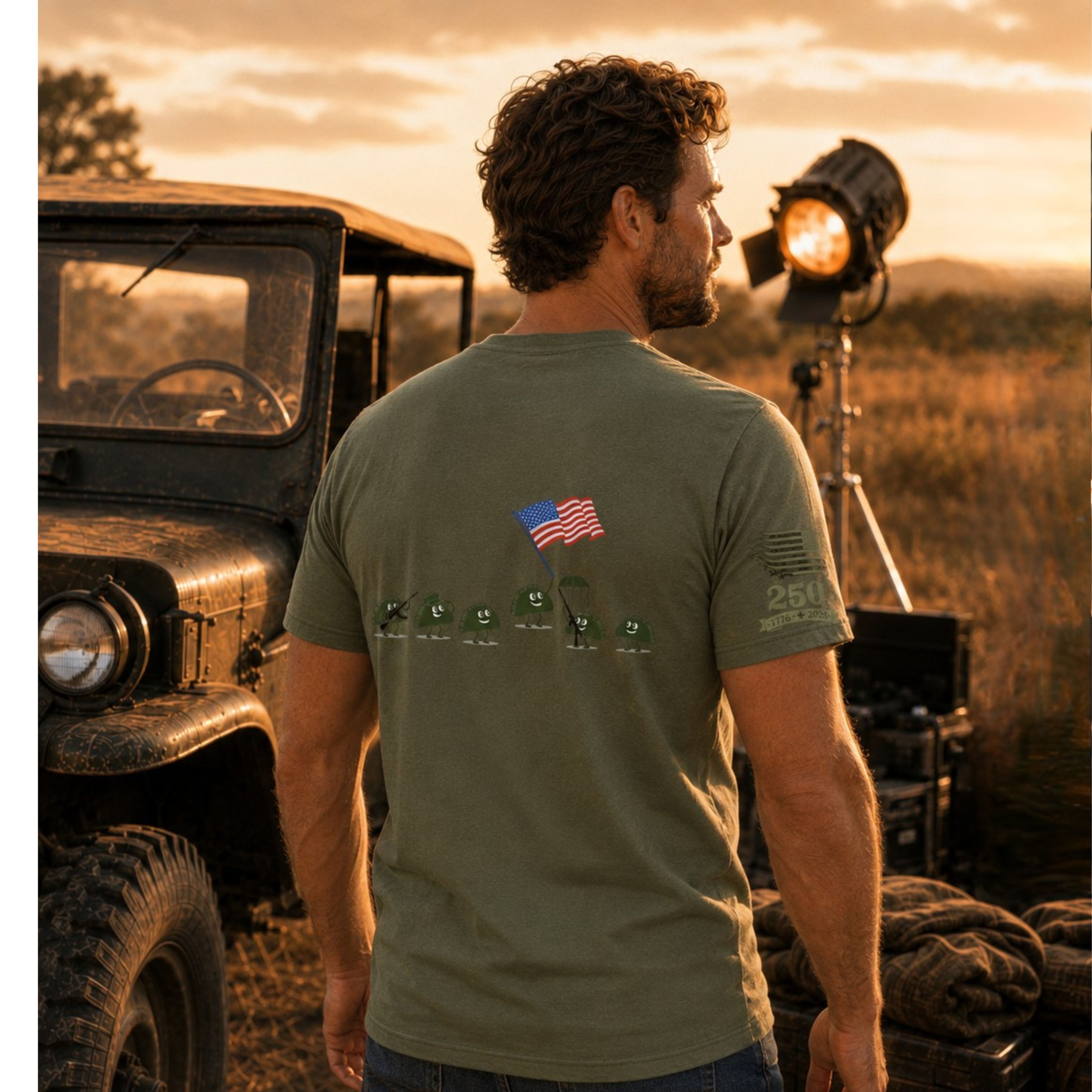 Taco Army Men America 250 T-Shirt – Olive Patriotic Tee