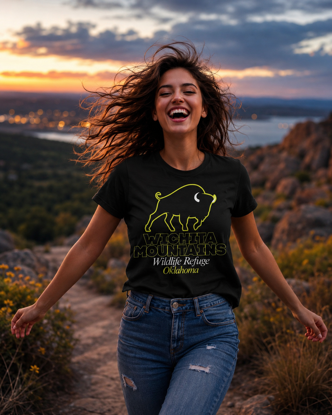 Wichita Mountains Wildlife Refuge Tee – Screen Printed Oklahoma Bison Graphic T-Shirt
