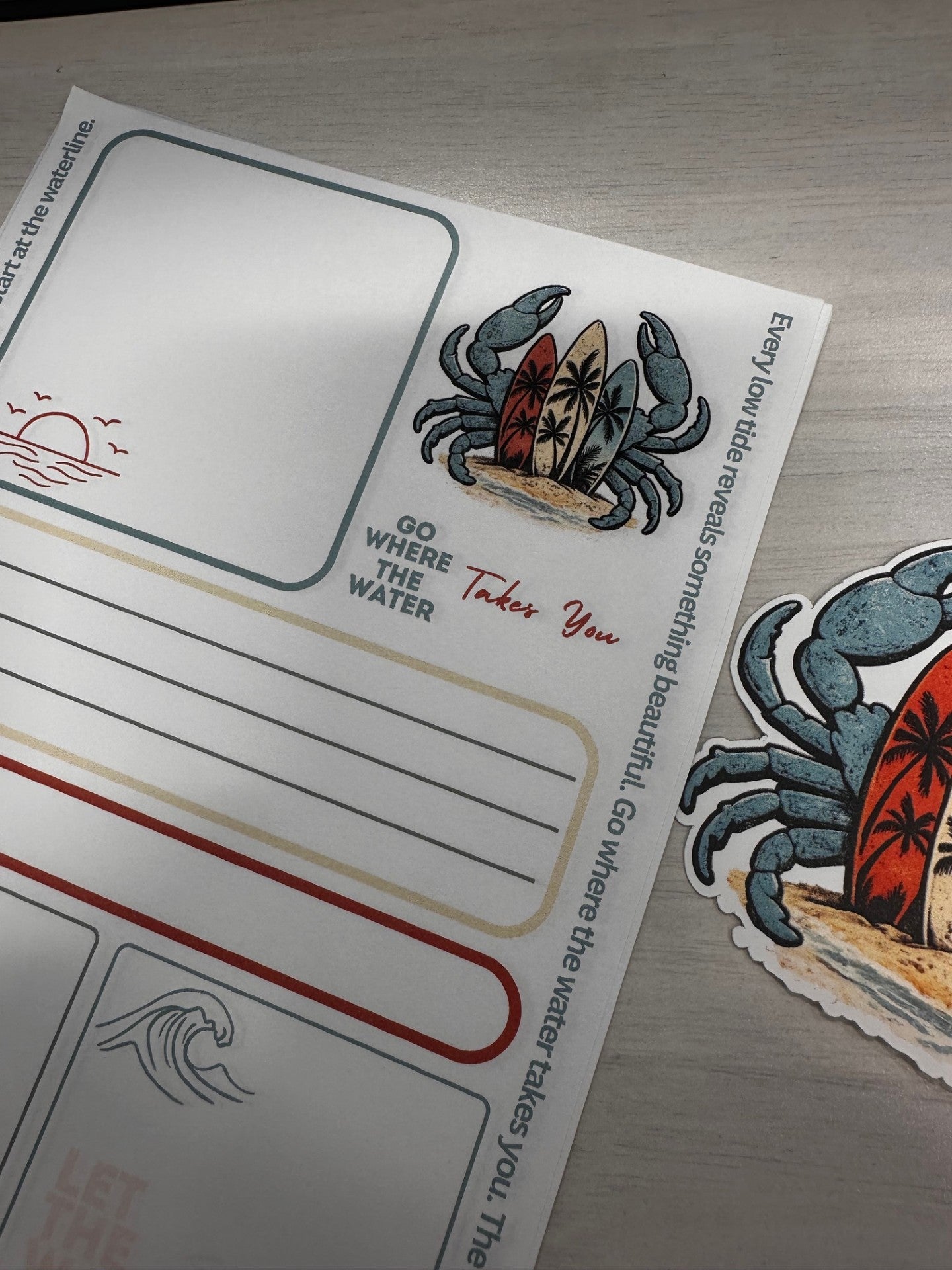 LOW TIDE CRAB NOTEPAD – GO WHERE THE WATER TAKES YOU