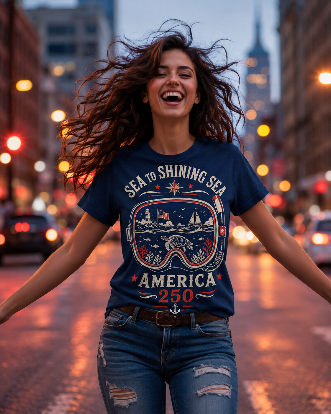 Sea to Shining Sea America 250 Navy Short Sleeve T-Shirt
