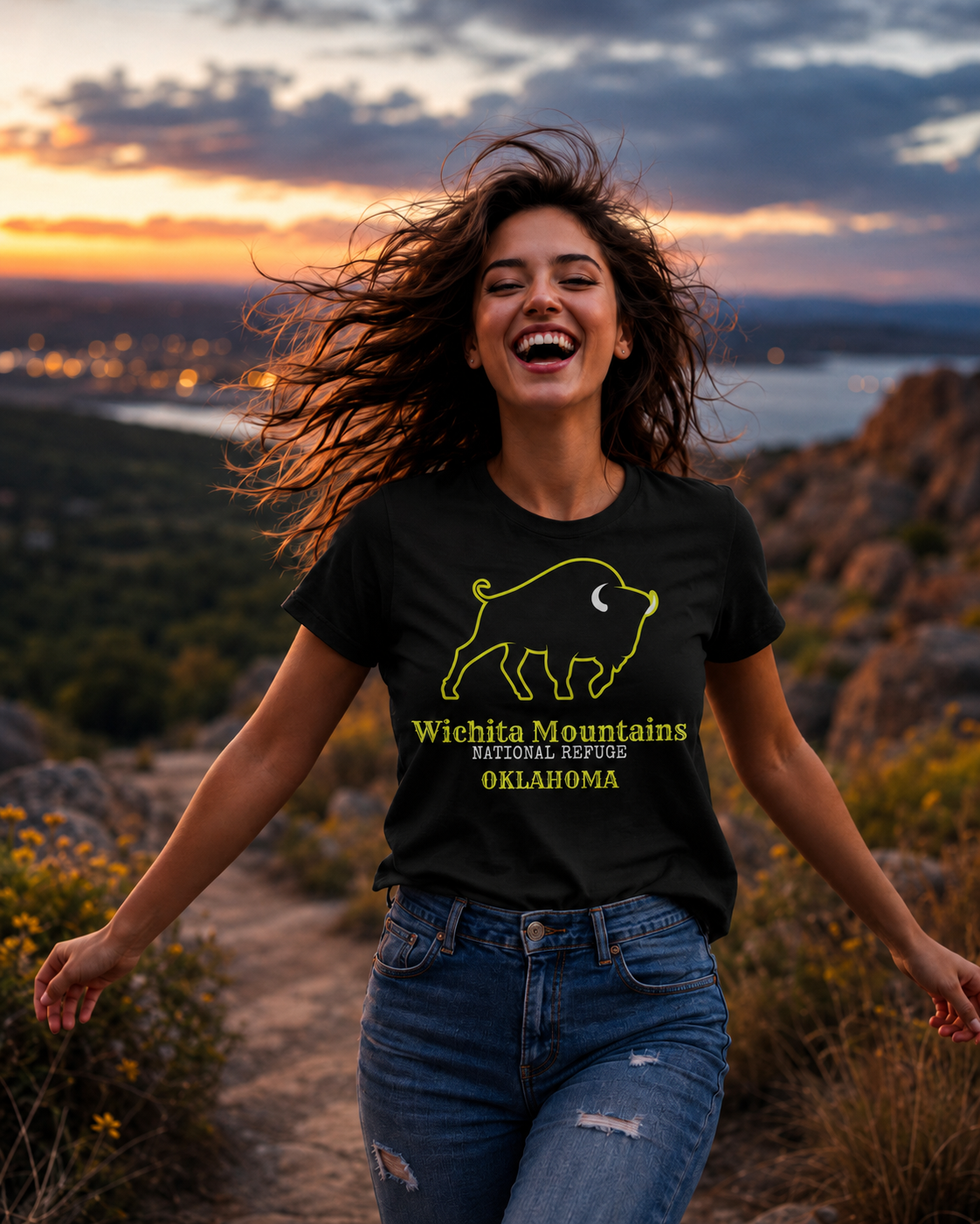 Wichita Mountains National Refuge Tee – Screen Printed Oklahoma Bison Graphic T-Shirt
