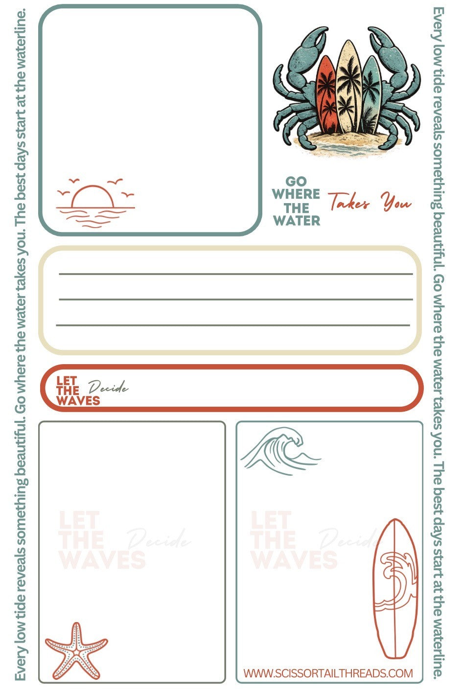 LOW TIDE CRAB NOTEPAD – GO WHERE THE WATER TAKES YOU