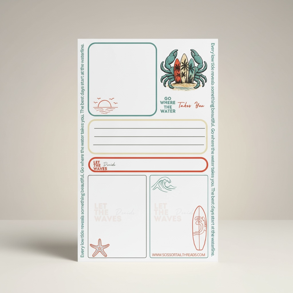 LOW TIDE CRAB NOTEPAD – GO WHERE THE WATER TAKES YOU