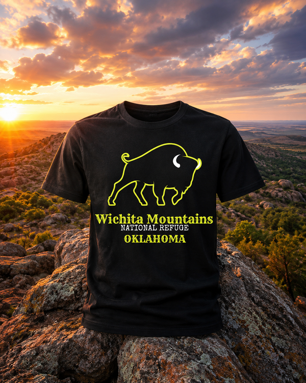 Wichita Mountains National Refuge Tee – Screen Printed Oklahoma Bison Graphic T-Shirt