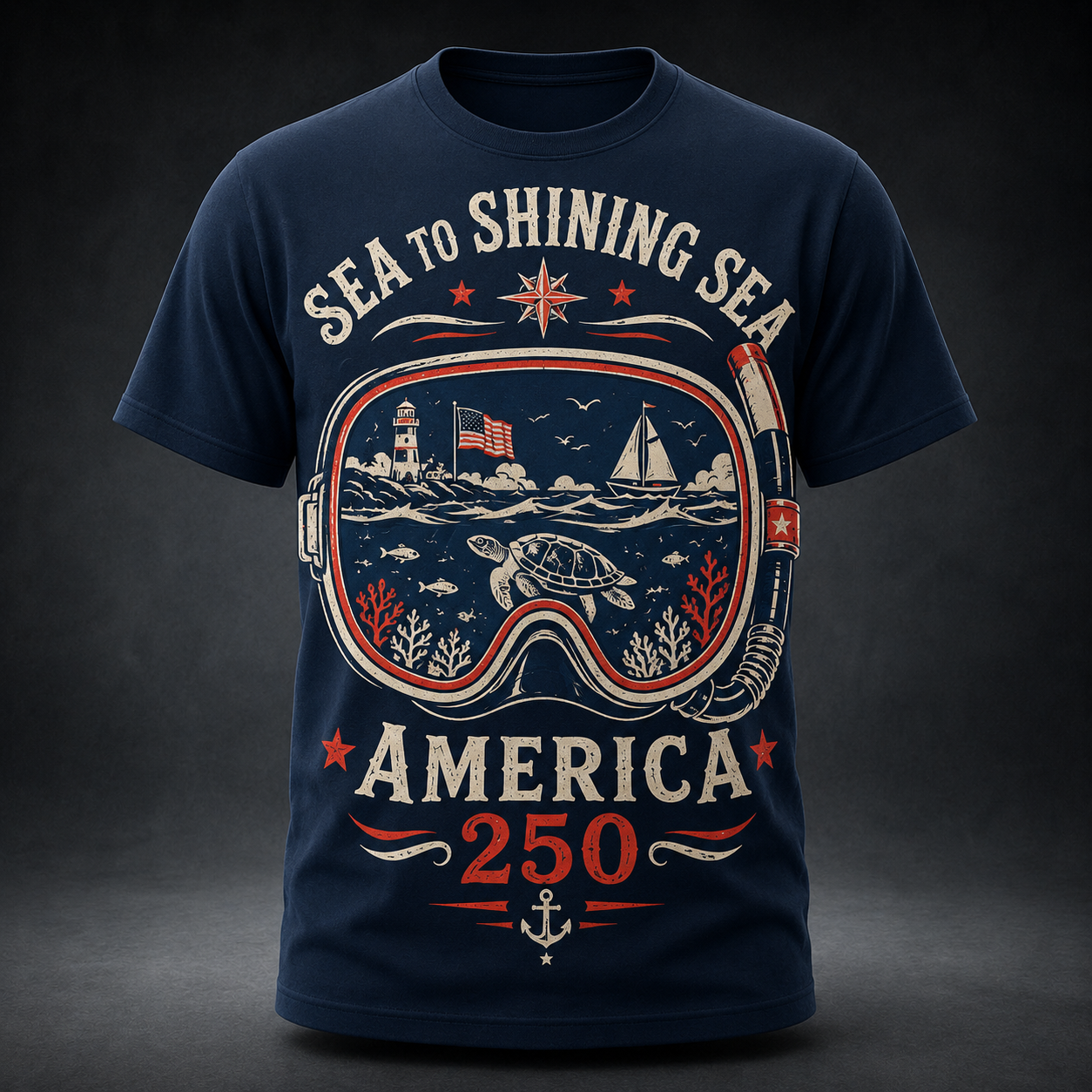 Sea to Shining Sea America 250 Navy Short Sleeve T-Shirt
