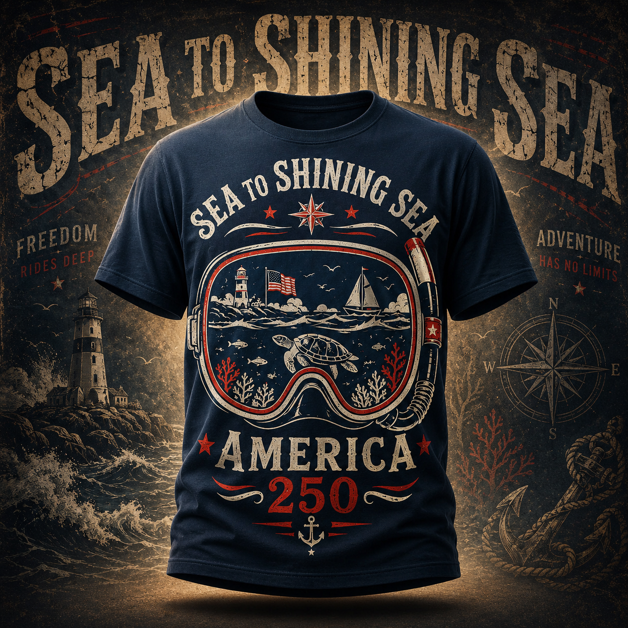 Sea to Shining Sea America 250 Navy Short Sleeve T-Shirt