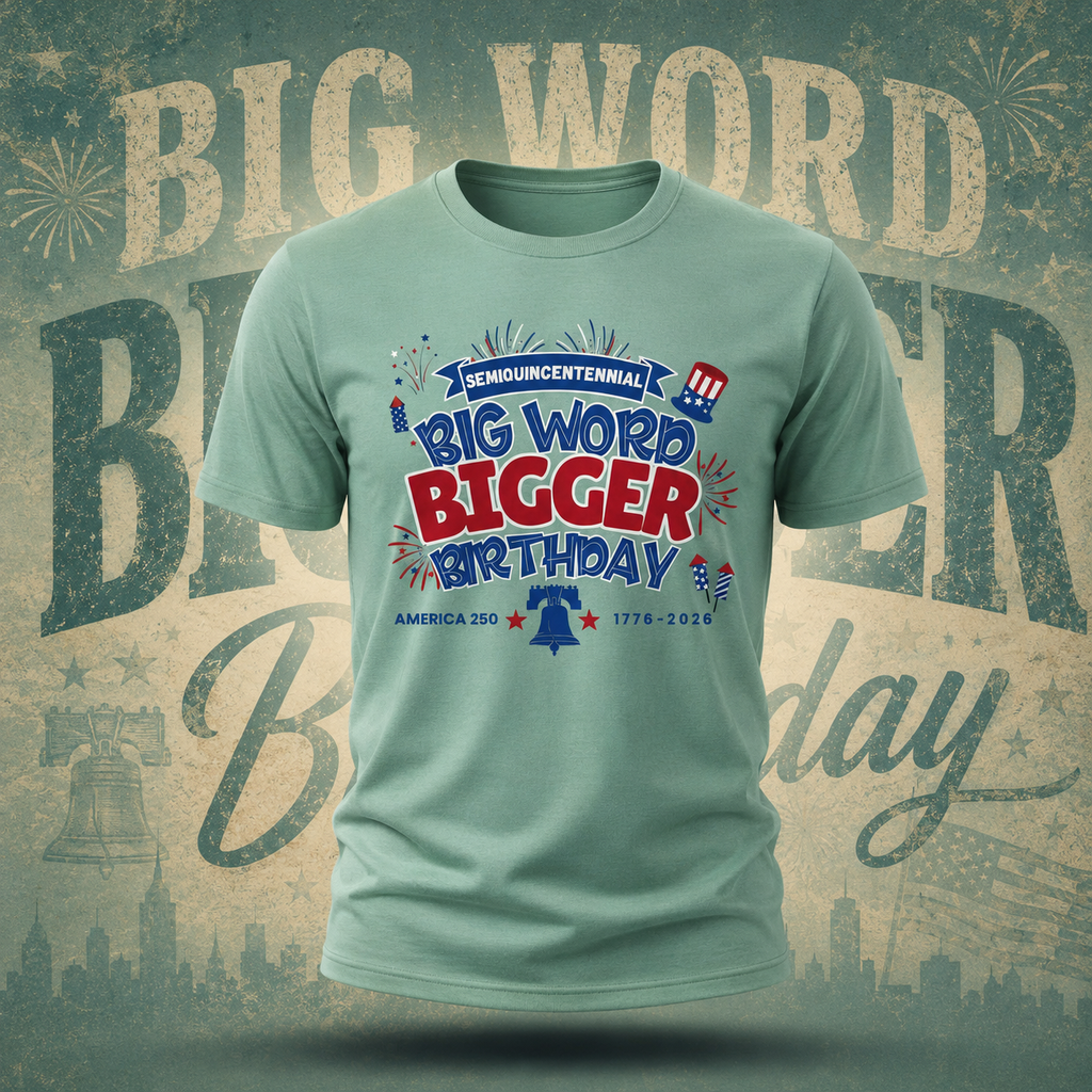 America 250 Big Word Bigger Birthday Tee