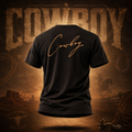 Cowboy T-Shirt | Western Script Tee | Rodeo Shirt for Men | Black & Gold | Cowboy Gift