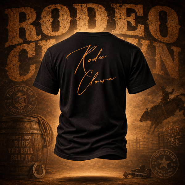 Rodeo Clown T-Shirt | Western Script Tee | Funny Rodeo Shirt | Black & Gold | Rodeo Gift