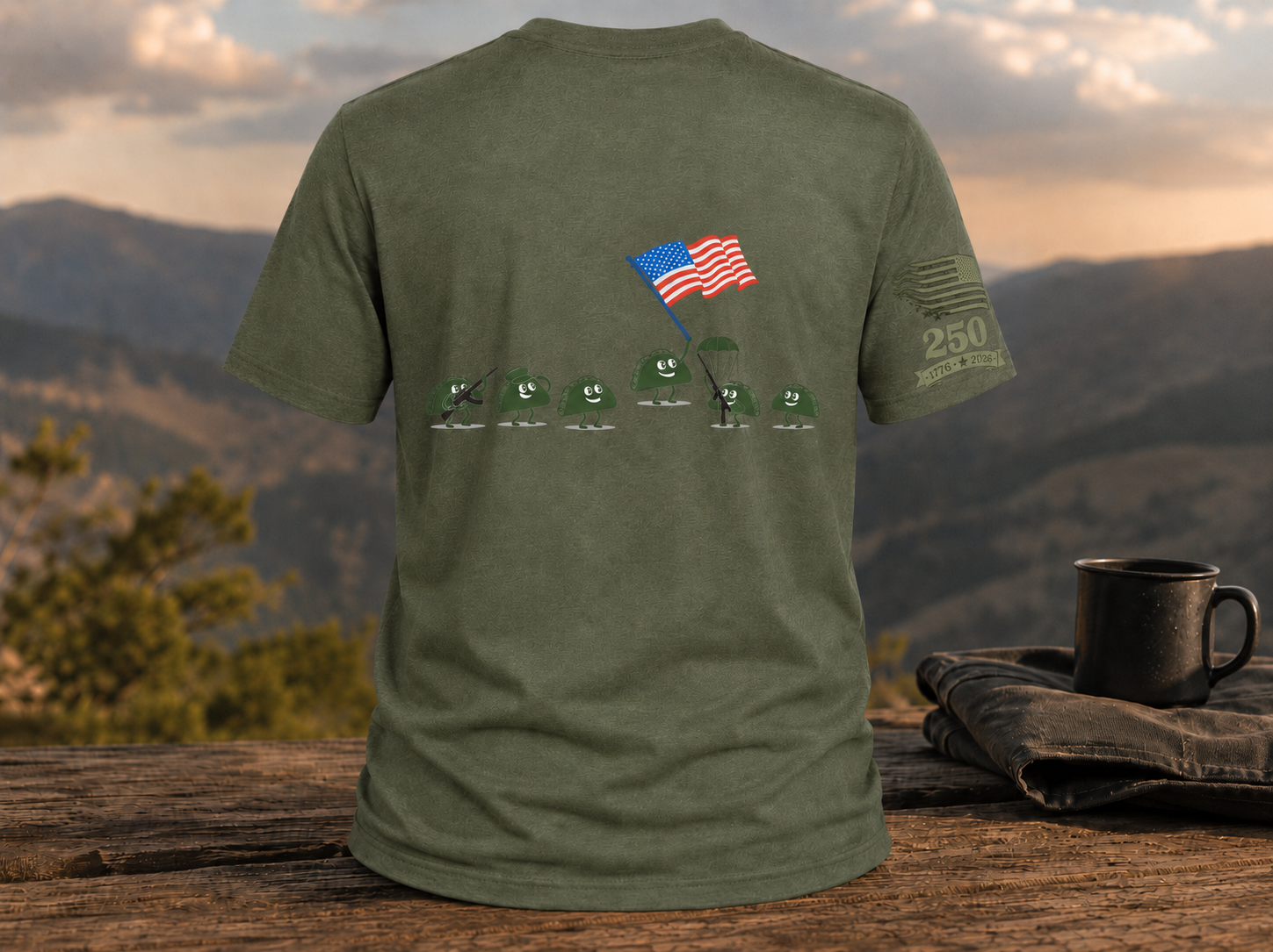 Taco Army Men America 250 T-Shirt – Olive Patriotic Tee