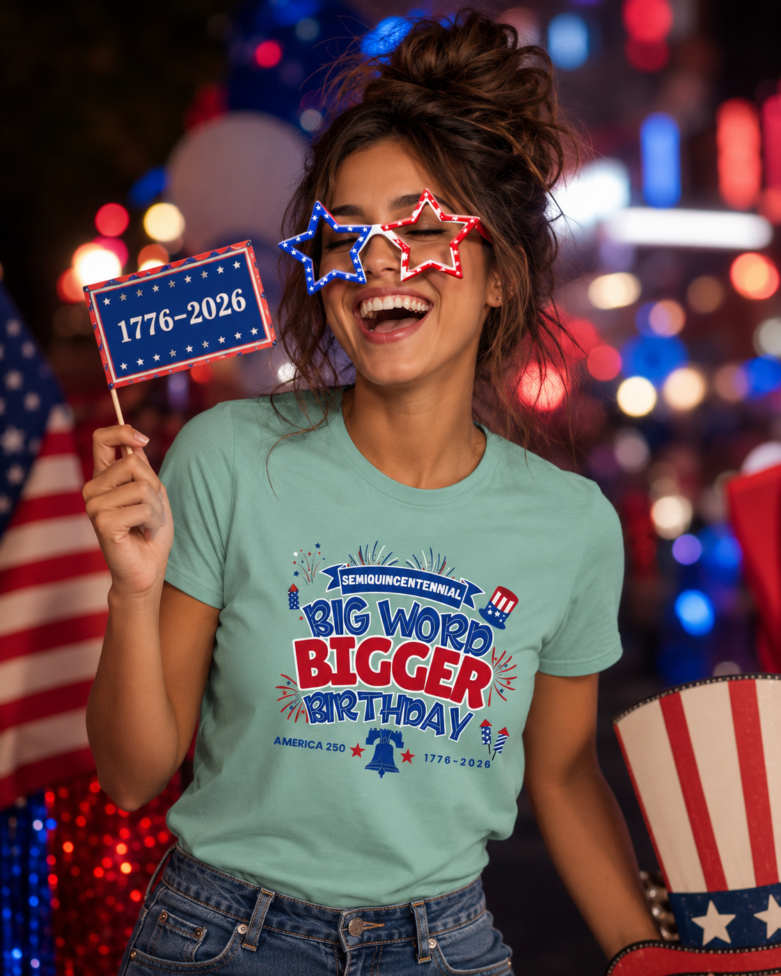 America 250 Big Word Bigger Birthday Tee