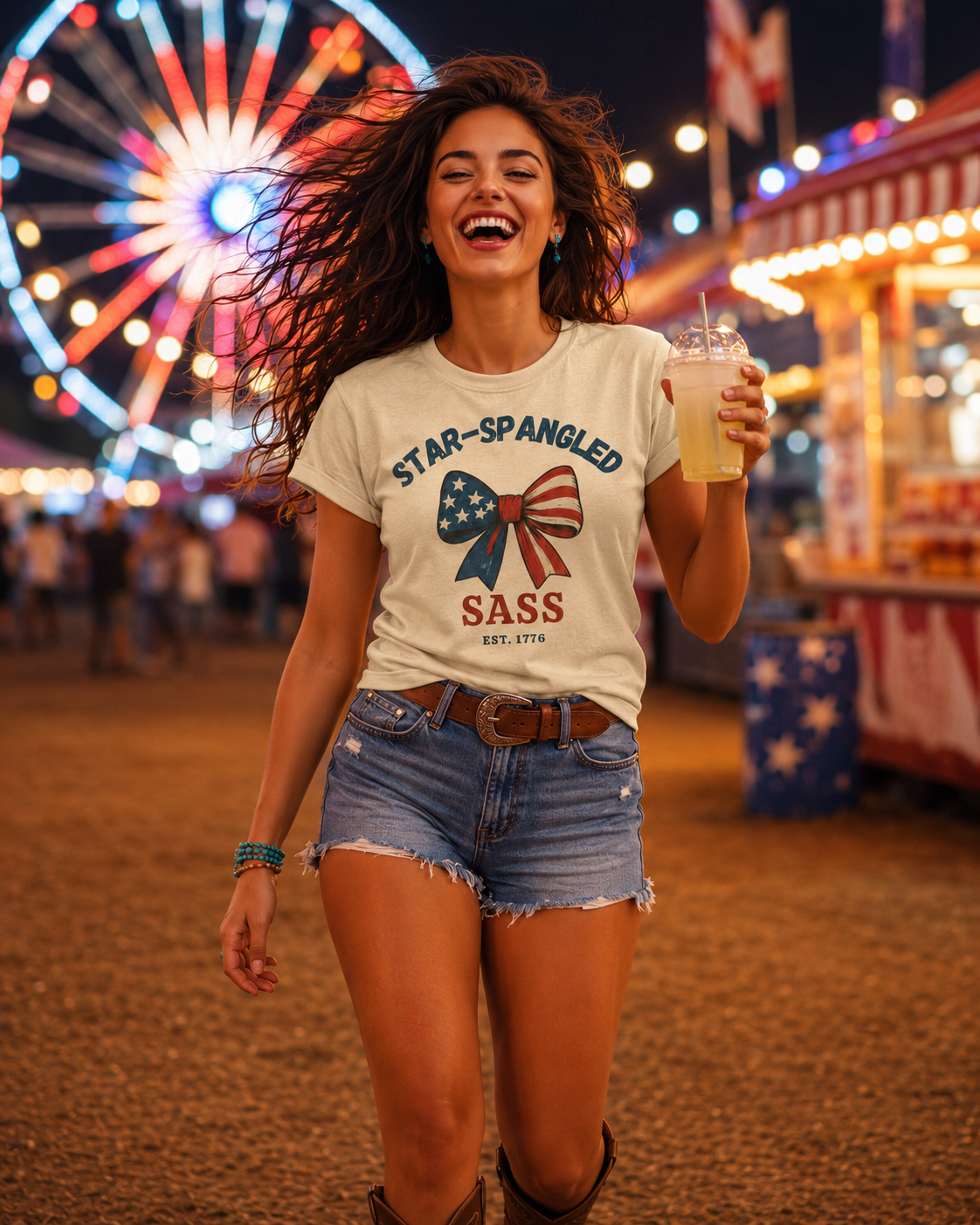 Star-Spangled Sass Patriotic Short Sleeve T-Shirt