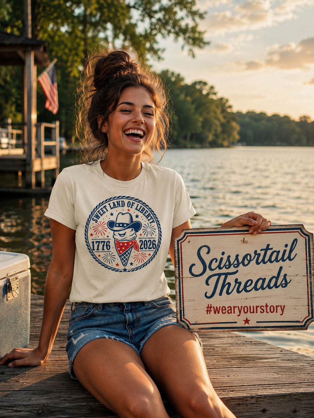 Sweet Land of Liberty Ice Cream Scoop Character Tee