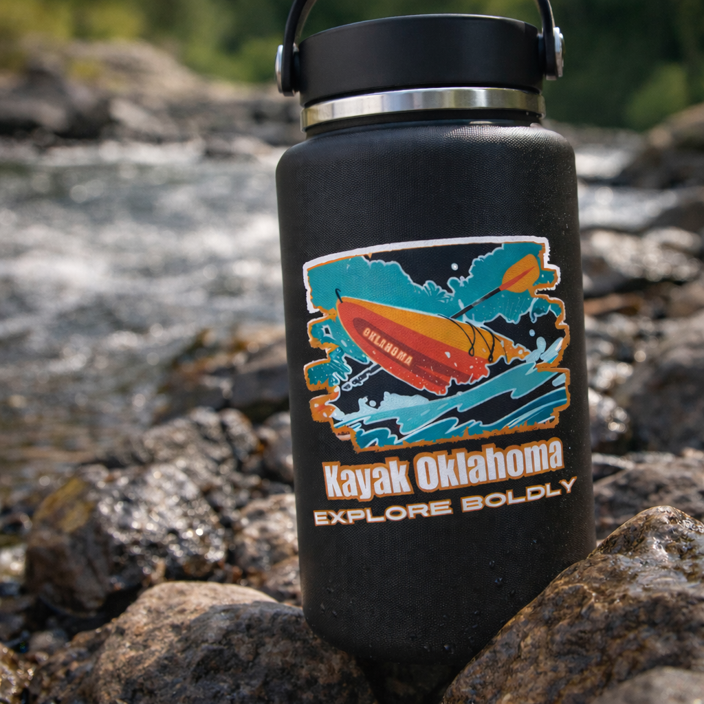 Oklahoma Kayak Sticker | 4×4 Kiss-Cut Vinyl Decal for Water Bottle, Laptop & Truck