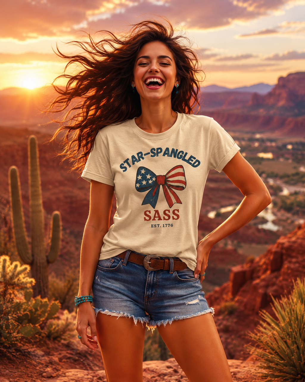 Star-Spangled Sass Patriotic Short Sleeve T-Shirt