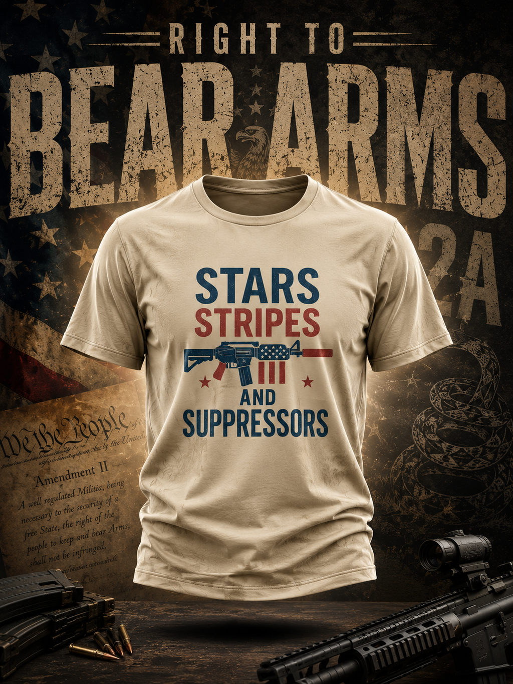 Stars, Stripes & Suppressors Short Sleeve T-Shirt
