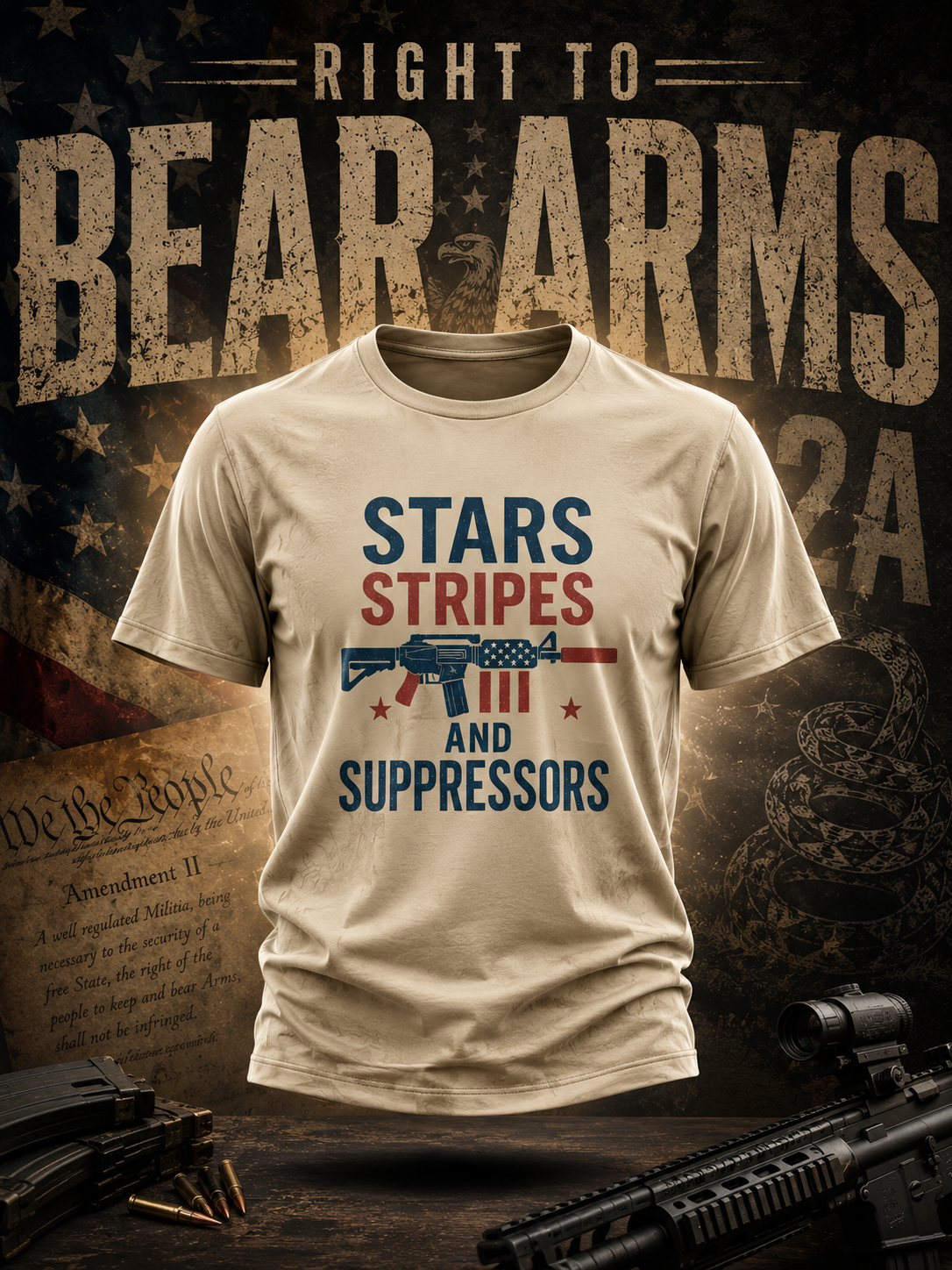 Stars, Stripes & Suppressors Short Sleeve T-Shirt