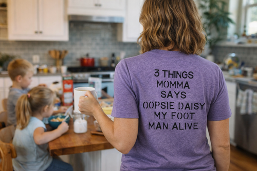 3 Things Momma Says Funny Mom T-Shirt | Southern Mom Sayings | Mother's Day Gift | Oopsie Daisy My Foot Man Alive Tee