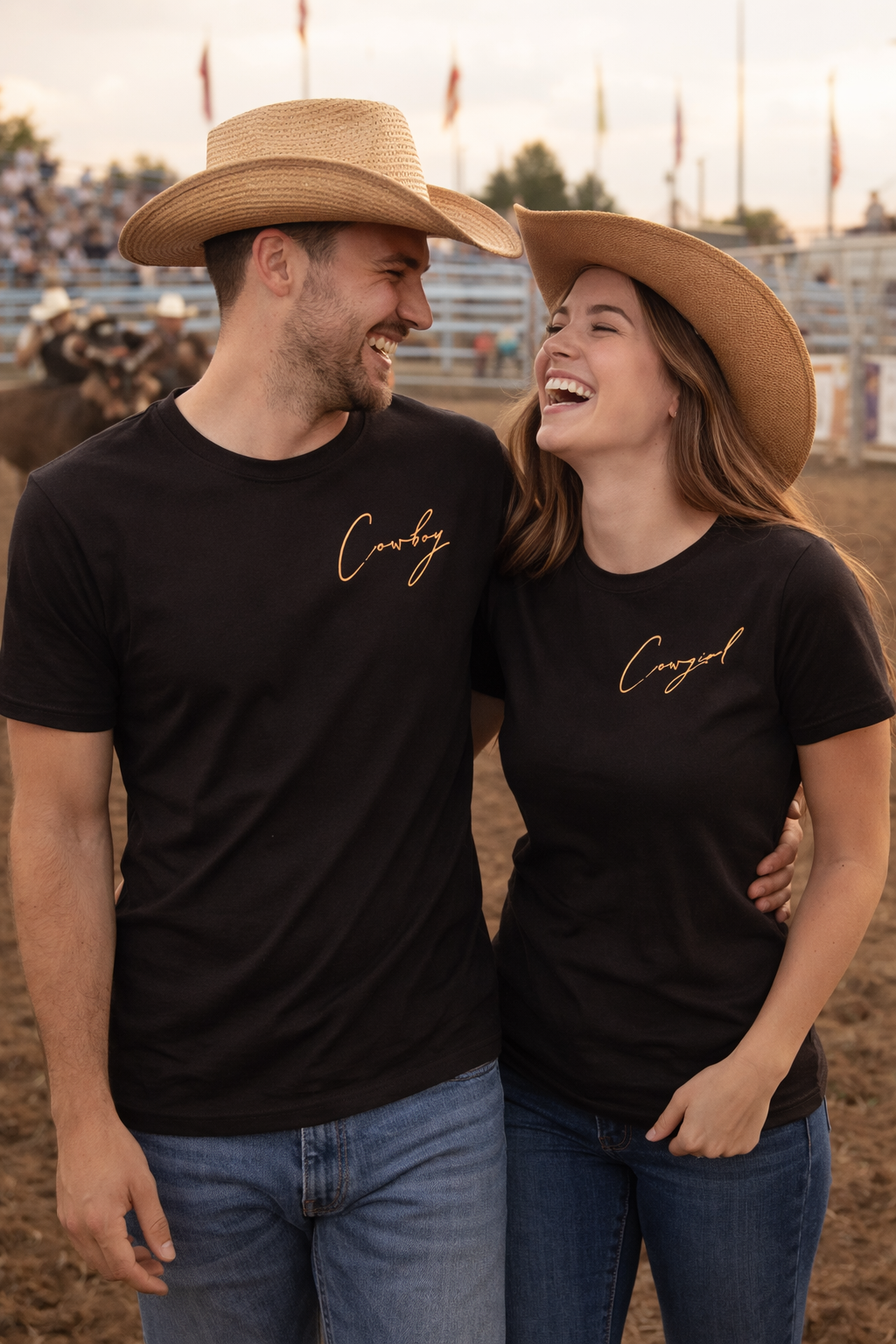 Cowgirl T-Shirt | Western Script Tee for Women | Rodeo Shirt | Black & Gold | Cowgirl Gift