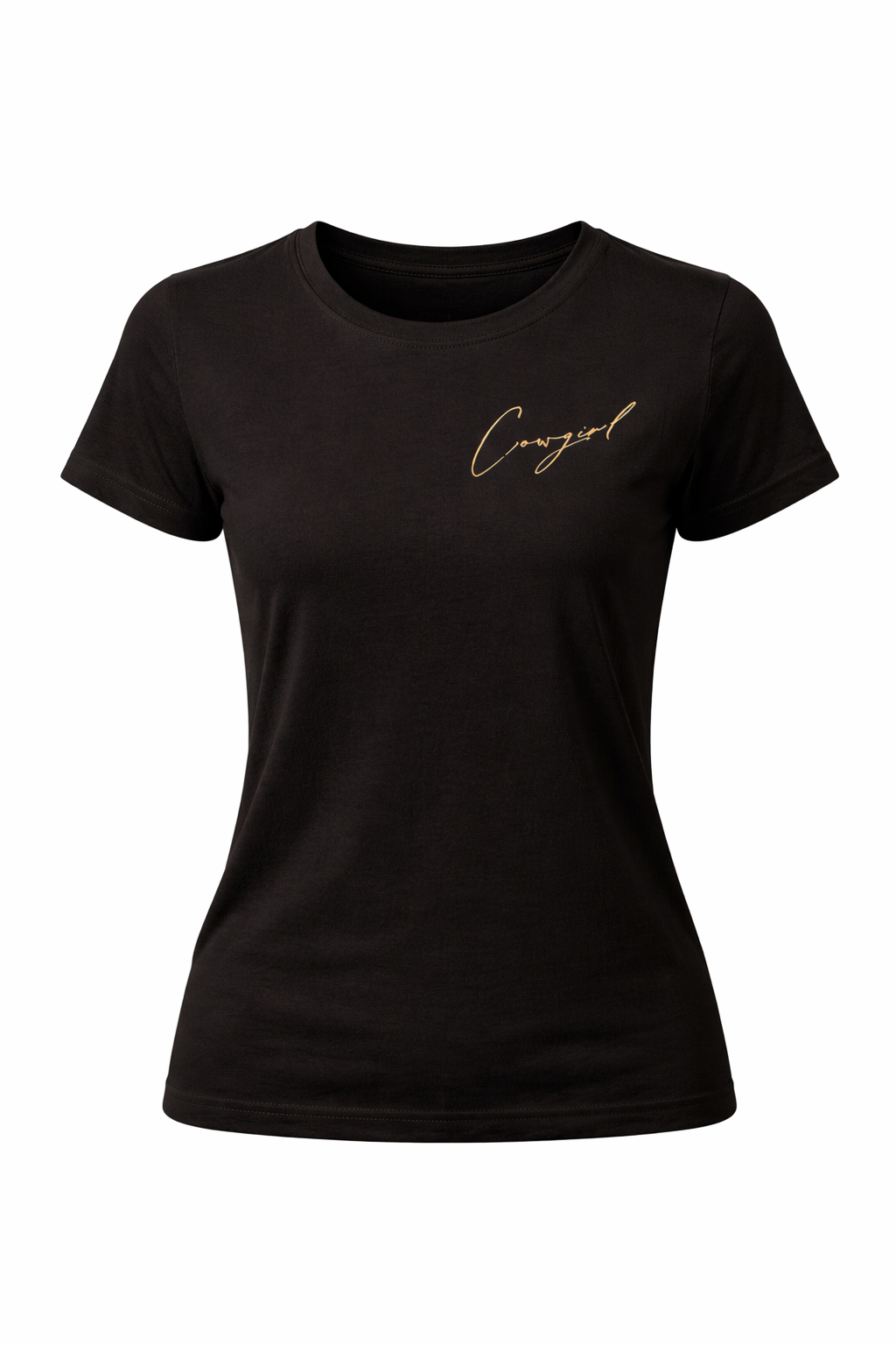 Cowgirl T-Shirt | Western Script Tee for Women | Rodeo Shirt | Black & Gold | Cowgirl Gift