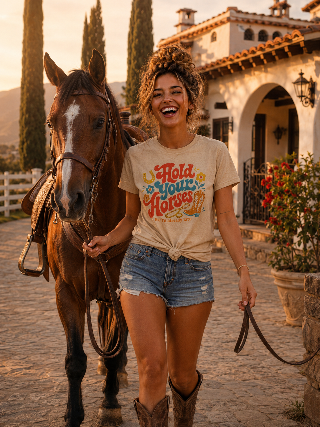 Hold Your Horses We’re Already Late Western Graphic Tee