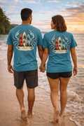 Low Tide Crab Tee | Retro Surf Graphic Tee | Blue Crab Surfboard Shirt | Beach Gift