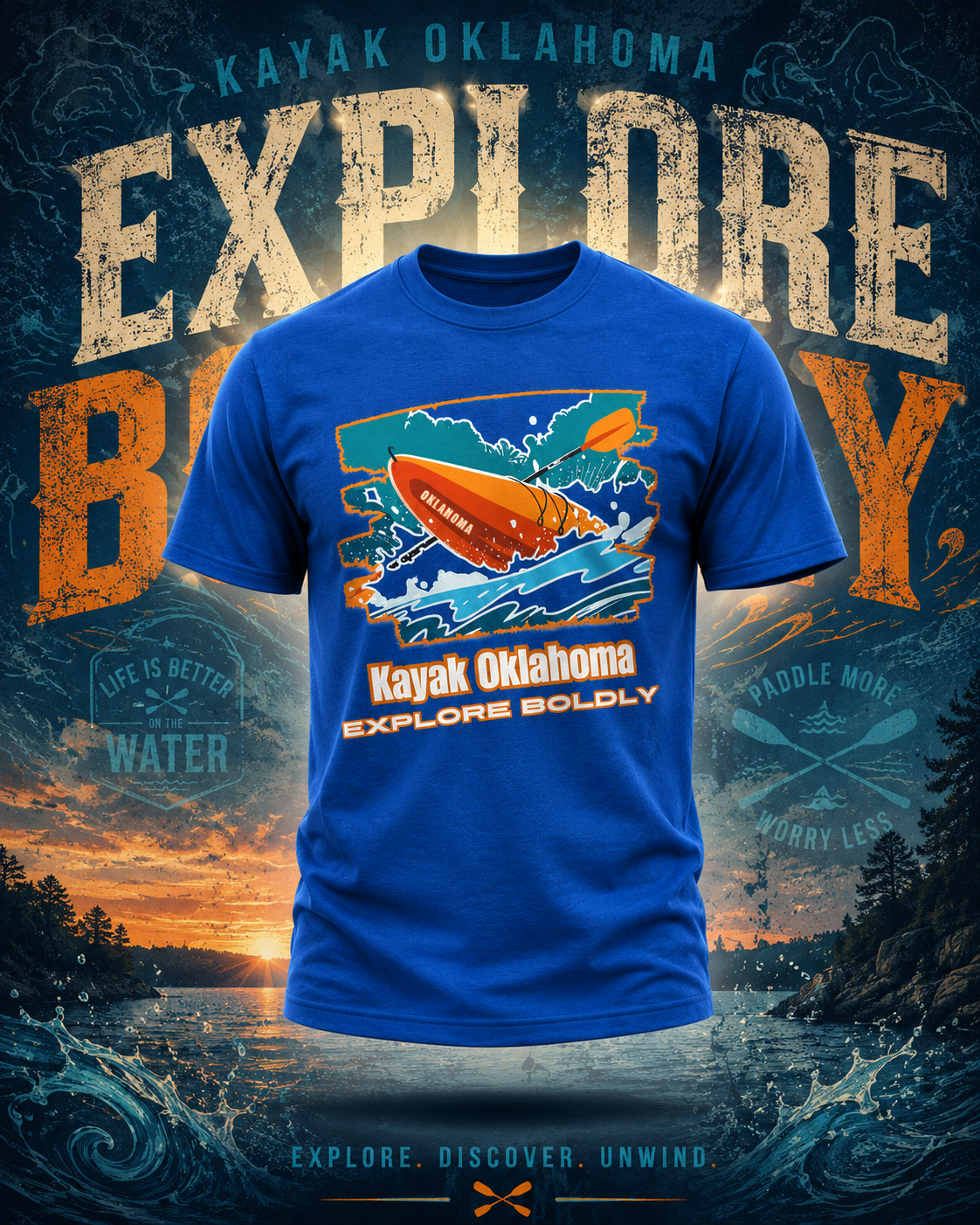 Kayak Oklahoma Explore Boldly Tee!
