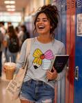 Teacher Life Pencil Bow Long Sleeve Tee – Heather Gray